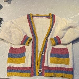 Colorful Striped Women's Cardigan Sweater